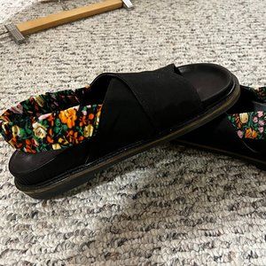 Ganni leather printed slingback sandal - size 8